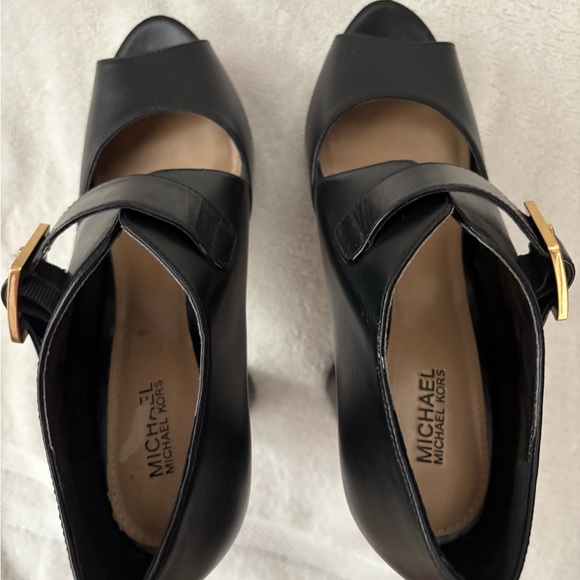 Michael Kors Black Leather Platform Heels - Picture 5 of 6